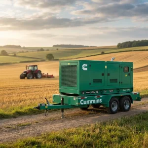 Portable 300KW Cummins Diesel Generator Set 3 Phase with Auto Start Low Noise Mobile Power Plants on Four Wheel Trailer 150KW