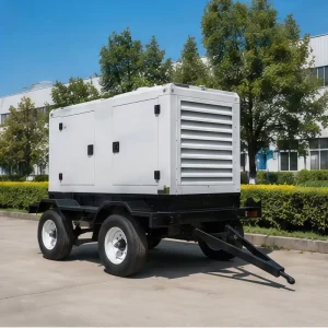 Portable 300KW Diesel Generator Set 3 Phase with Auto Start Low Noise Mobile Power Plants on Four Wheel Trailer 150KW