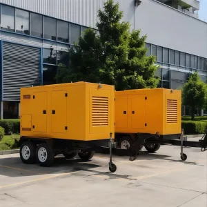 Portable 300KW Diesel Generator Set 3 Phase with Auto Start Low Noise Mobile Power Plants on Four Wheel Trailer 150KW