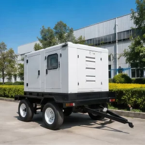 Portable 300KW Diesel Generator Set 3 Phase with Auto Start Low Noise Mobile Power Plants on Four Wheel Trailer 150KW