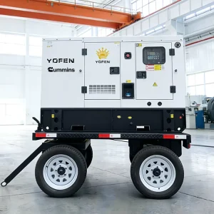 Portable 300KW Diesel Generator Set 3 Phase with Auto Start Low Noise Mobile Power Plants on Four-Wheel Trailer 150KW