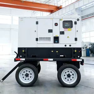 Portable 300KW Diesel Generator Set 3 Phase with Auto Start Low Noise Mobile Power Plants on Four Wheel Trailer 150KW