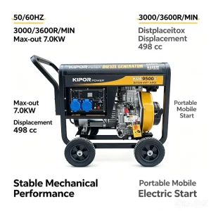 Portable Open Frame Diesel Generator 7.0KW 50 60HZ AC Single Phase Output 380 220 110V Original Generator