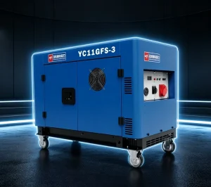 Portable Silent Diesel Generator 11kW 12000W Max V Twin Genset AVR 25L 1800 RPM 230V 400V 50Hz Trailer 200A 91% Efficiency