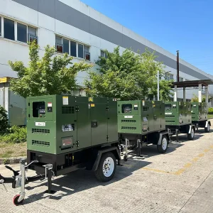 Powered Diesel Engine 8 50kw 10kva Trailer Genset Mobile Diesel Generators with ATS