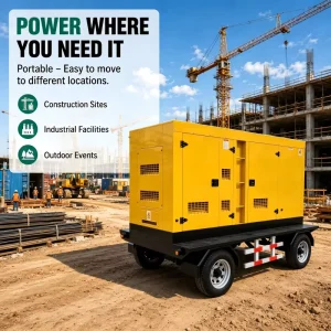 Powered by Perkins Deutz SDEC Engine 20-120kw 3 Phase High Output Alternator Weatherproof Mobile Trailer Power Genset