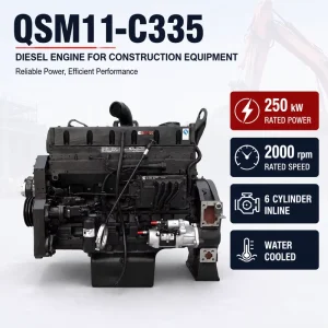 QSM11-C335 250kw Diesel Engine Turbocharged 6 Cylinder for Construction Equipment Excavator Loader Industrial Machinery