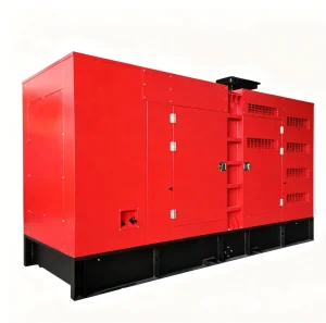 Red Silent Canopy Diesel Generator 450kw Water Cooled Sound Proof Generator for Construction Backup Power