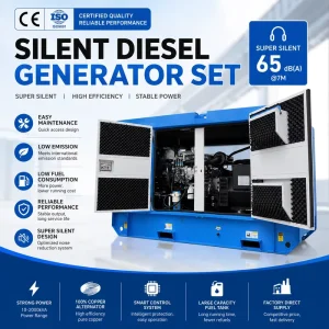Robust Low Noise Silent Diesel Generator 20kVA 40kVA 80kVA 100kVA 50/60Hz ATS 1/3 Phase Low Fuel Consumption for Middle East