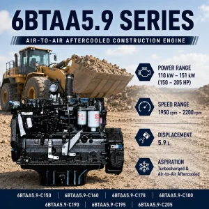SCDC 6BTAA5.9-C178 131kW 178HP 2200RPM Inline 6 Cylinder Turbocharged Water Cooled Diesel Engine for Construction Machinery