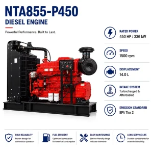 SCDC Cums Water Cooled 6 Cylinder 450hp Water Cooled NTA855 P450 diesel Engine for Generator Set and Construction Equipment