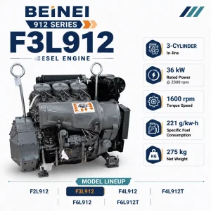 SCDC F3L912 Naturally Aspirated Air Cooled Diesel Engine 36kW Industrial Engine for Generator Set Agricultural Machinery