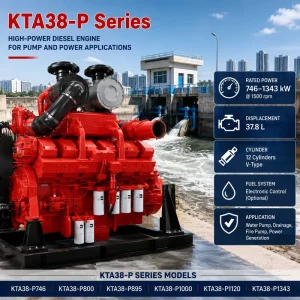 SCDC KTA38 Series Industrial Diesel Engine KTA38-P1000 746kW V12 37.7L PT Fuel System Marine Generator Pump Station Power Engine