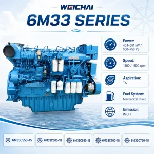 SCDC Weichai Baudouin 6M33 Heavy Duty Marine Diesel Engine 1500RPM 1800RPM Inboard Power Unit for Fishing Vessel and Cargo Ship
