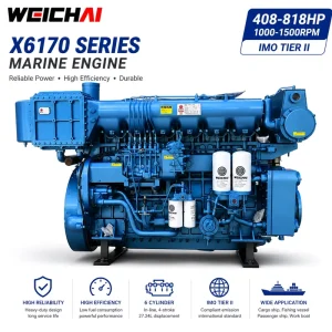 SCDC Weichai X6170 Series Marine Diesel Engine 408HP-818HP 6 Cylinder Boat Engine IMO Tier II for Cargo Fishing Passenger Vessel