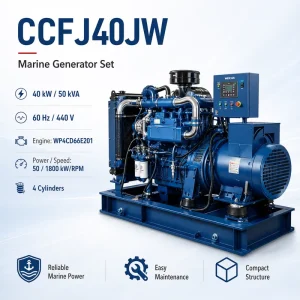 SCDC40JW 40kW 1800rpm 60Hz Turbocharged Three Phase Marine Diesel Generator Set Powered by SCDC WP4CD66E201 Marine Genset
