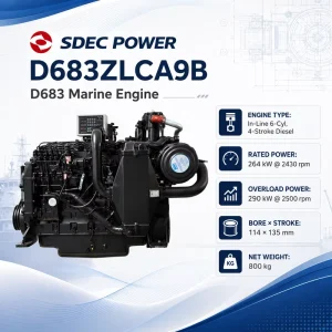 SDEC D683 Series D683ZLC A9B 6 Cylinder Water Cooled Marine Diesel Engine for Fishing Boat and Cargo Vessel