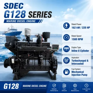 SDEC G128 Marine Diesel Engine High Performance 162kw 6 Cylinder Water Cooled Engine for Fishing Boat Workboat Cargo Vessel