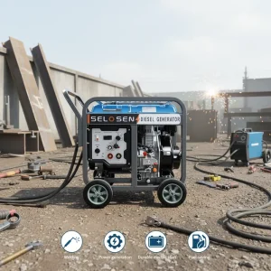SELOSEN 6KW Mobile Diesel Welding Plant 6KW 5000W 5.5KW 300A 5KW 195F 3000rpm Electric Start 1.8 5.0mm Rod Welder Generator