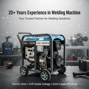 SELOSEN Mobile Diesel Welding Generator 300Amp 5KW 6KW 5000W 5.5KW 195F 14L Fuel Tank AVR 1. 8 5. Omm Rod Welder Generator