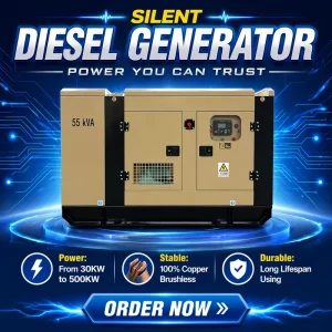 Silent Brushless Generator 50KW 80KW 100KW 120KW 150KW 200KW 250KW 300KW 55KVA 100KVA 120KVA 200KVA 300KVA Diesel Generator Set