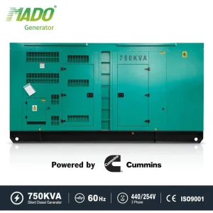Silent Diesel Generator 750kVA 600kW 3 Phase 60Hz Super Silent Type KTAA19-G6A Engine ATS