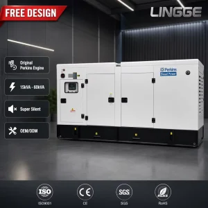 Silent Diesel Generator Set 15kVA 20kVA 30kVA 50kVA 60kVA 3 Phase Original UK Engine Genset