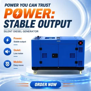 Silent Mobile 10kW 12kW 15kW 20kW 25kW 30kW 40kW 50kW 12kVA 15kVA 20KVA 25KVA 40kVA 50kVA 60kVA Diesel Generators for Home Use