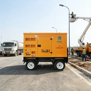 Silent Mobile Diesel Generator Set 50kW 100kW 160kW 200kW 3 Phase Trailer Generator With Four Wheels And Taillights