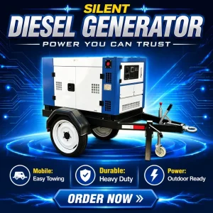 Silent Mobile Trailer Generator 10KW 12KW 15KW 18KW 20KW 25KW 30KW 40KW 50KW 60KW 80KW 100KW Diesel Generator Sets with Wheels