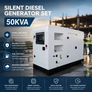 Silent Type Cummings Diesel Generator Set 50kVA 100kVA Water Cooled Standby Power Generator for Industrial Backup Power