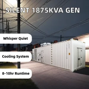Super Silent 1875KVA 1500kw Containerized Diesel Generator Powered by KTA50 G16A for Data Center & Power Plant