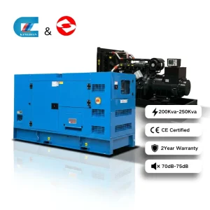Super Silent 200Kva 250Kva Open Frame Diesel Generator Set 3 Phase 4 Wire CE Certified Weatherproof Industrial Use
