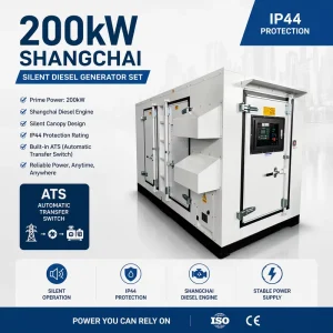 Super Silent 200kVA 200kW Diesel Generator Powered by SDEC Engine with Soundproof Weatherproof Canopy 50Hz 60Hz Genset