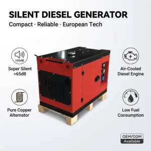 Super Silent Diesel Generator Air Cooled 5kva to 12kva 230v 110v 240v Rated Voltage for 6kva 8kva 10kva Applications