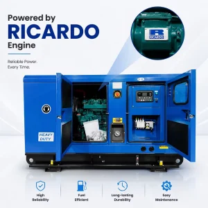 Super Silent Diesel Generator Set Ricardo Engine Optional ATS Panel 30 50kVA Range Low Vibration for Telecom Tower Backup Power