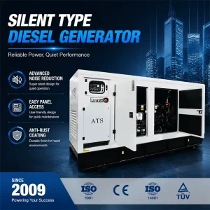 Super Silent Industrial Diesel Generator Set 300kW Engine 1500rpm High Stability Emergency Power for Construction