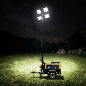 Super Silent Trailer Light Tower Generator 7.5KVA 10KVA 50Hz 60Hz Lighting Tower with Rain Cover for Home Use