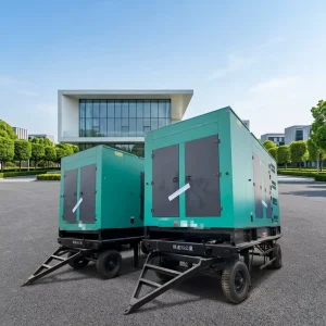 Three-Phase AC 380V Bidirectional 400/235V Auto Start Silent Type Open Frame Diesel Generator Sets with Wheels ATS