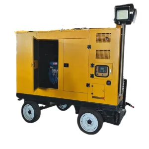 Trailer Mounted Mobile Lighting Tower Diesel Generator Set Silent Power Supply Construction Emergency High Brightness LED