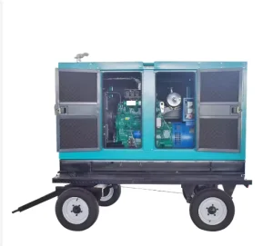 Trailer Mounted Silent 50kw 62.5kva 3-Phase Diesel Generator Set 220V 380V Portable PowerStation High Efficiency 1800 RPM