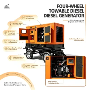 Versatile Mobile Open Type Three Phase 400v Remote Start ATS Electric Prime Power Station 250 Kva Diesel Generator