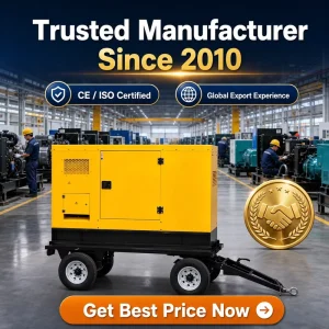 Water Cooled Mobile Silent Diesel Generator Set Soundproof Trailer Mounted Portable Power Generator for Construction Site