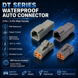 Waterproof Copper IP68 Rated 2-Pin 4-Pin DTP Series Deutsch Auto Connector Male/Female DTP04-2P DTP06-2S DTP04-4P DTP06-4S