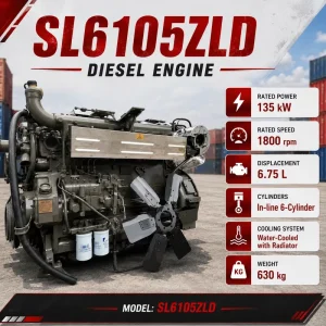 Weichai SL6105ZLD Industrial Diesel Engine 6.75L 135kW 1800RPM Inline 6 Cylinder Water Cooled Engine for Power Generation