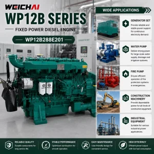 Weichai WP12B288E201 288kW 1800rpm 6 Cylinder Turbocharged Water Cooled Industrial Diesel Engine for Generator Set Water Pump
