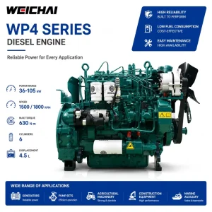 Weichai WP4 Series Diesel Engine 36-105kW 1500/1800RPM Industrial Generator Pump Agricultural Construction Engine