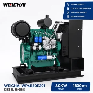 Weichai WP4B60E201 60KW 1800rpm 6 Cylinder 4 Stroke Heavy Duty Industrial Diesel Engine for Water Pump