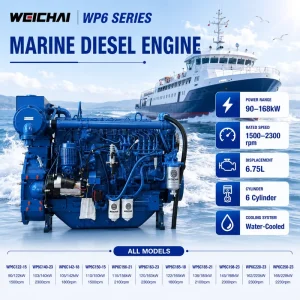 Weichai WP6 Series Marine Diesel Engine Large Torque Reserve Propulsion for Coastal Fishing Boat and Passenger Ferry