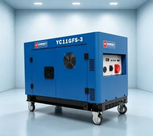 YC11GFS 3 Silent Diesel Generators 11kW Portable 12kW Max V Twin Dual Cylinder Genset AVR 25L Fuel Tank 230V 400V 50Hz